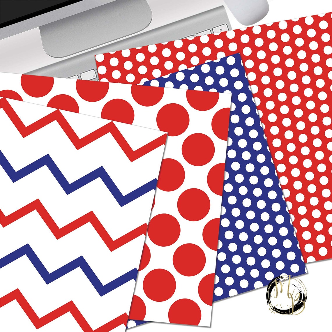 Red White and Blue Digital Paper Download Pattern Scrapbook - Etsy