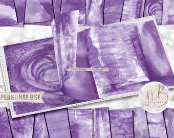 Amethyst Purple Watercolor Scrapbook Paper Download • Unique Mixed Media Paint Design • DIY Printable Paper Crafts 20 12x12 JPG & PDF