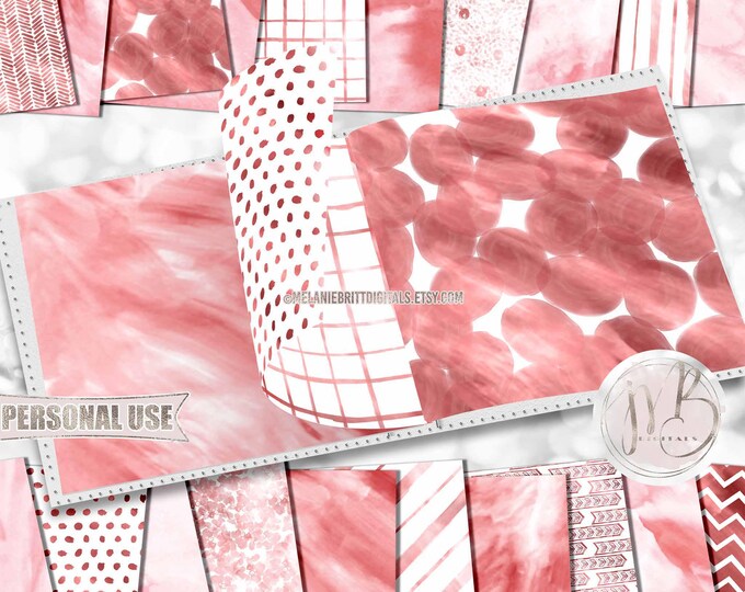 Pink Watercolor Scrapbook Paper Download • Patterned Watercolor Paint • DIY Scrapbooking Printable 20 12x12 JPG PDF