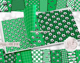 Green Soccer Scrapbook Paper Download • Cleats Ball Goal School Sports • DIY 12x12 Scrapbooking Printable #1