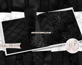 Black Opulent Scrapbook Paper Design Download • Unique Metallic Shimmering Foils • DIY Printable Paper Crafts 20 12x12 JPG & PDF