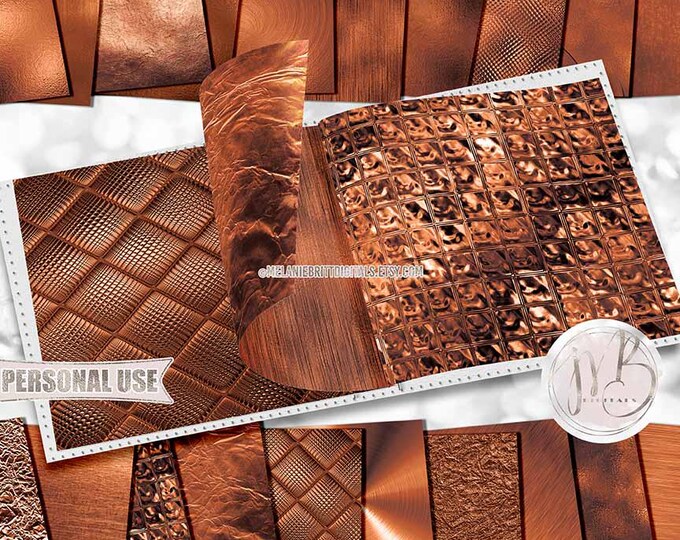 Copper Opulent Scrapbook Paper Download • Unique Metallic Shimmering Foil • Scrapbooking Printable