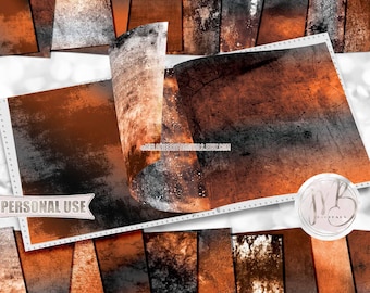 Halloween Grunge Scrapbook Paper Download • Orange and Black Vintage Antiqued Distressed Design • Printable Paper Crafts 20 12x12 JPG & PDF