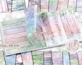 Pastel Color Wash Wood Scrapbook Paper Download • Ombre Baby Pastels Brushed Paint Design • DIY Printable Paper Crafts 20 12x12 JPG & PDF