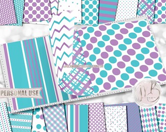 Purple and Blue Classic Scrapbook Paper Download • Patterned Geometric Design • DIY Printable Paper Crafts 20 12x12 JPG & PDF