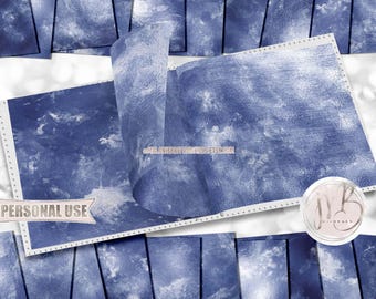 Blue Pearlescent Scrapbook Paper Download • Shimmering Watercolor Shiny Paint Design • DIY Printable Paper Crafts 20 12x12 JPG & PDF