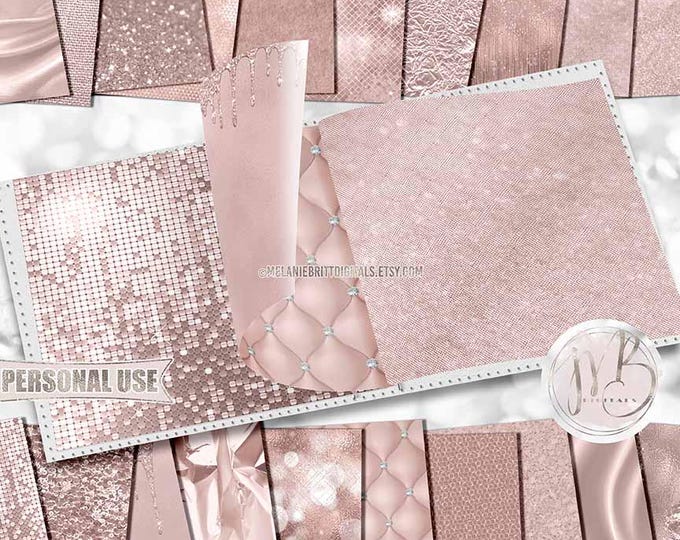 Blush Luxury Scrapbook Paper Download • Luxurious Glitter and Foil • Scrapbooking Printable