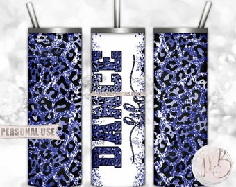 Dance Life 20oz Skinny Tumbler Wrap Sublimation Design Download • Leopard Print Blue Glitter Dance Team Gift • DIY Print and Press