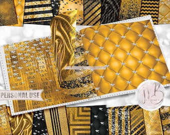 Athletic Gold Luxury Graduation Scrapbook Paper Download • Luxurious Diamond Mortarboards • Scrapbooking Printable