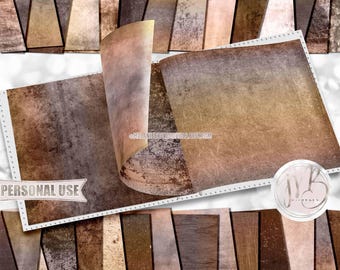 Sepia Grunge Scrapbook Paper Download • Distressed Worn Vintage Antiqued Design • Printable Paper Crafts 30 12x12 JPG & PDF