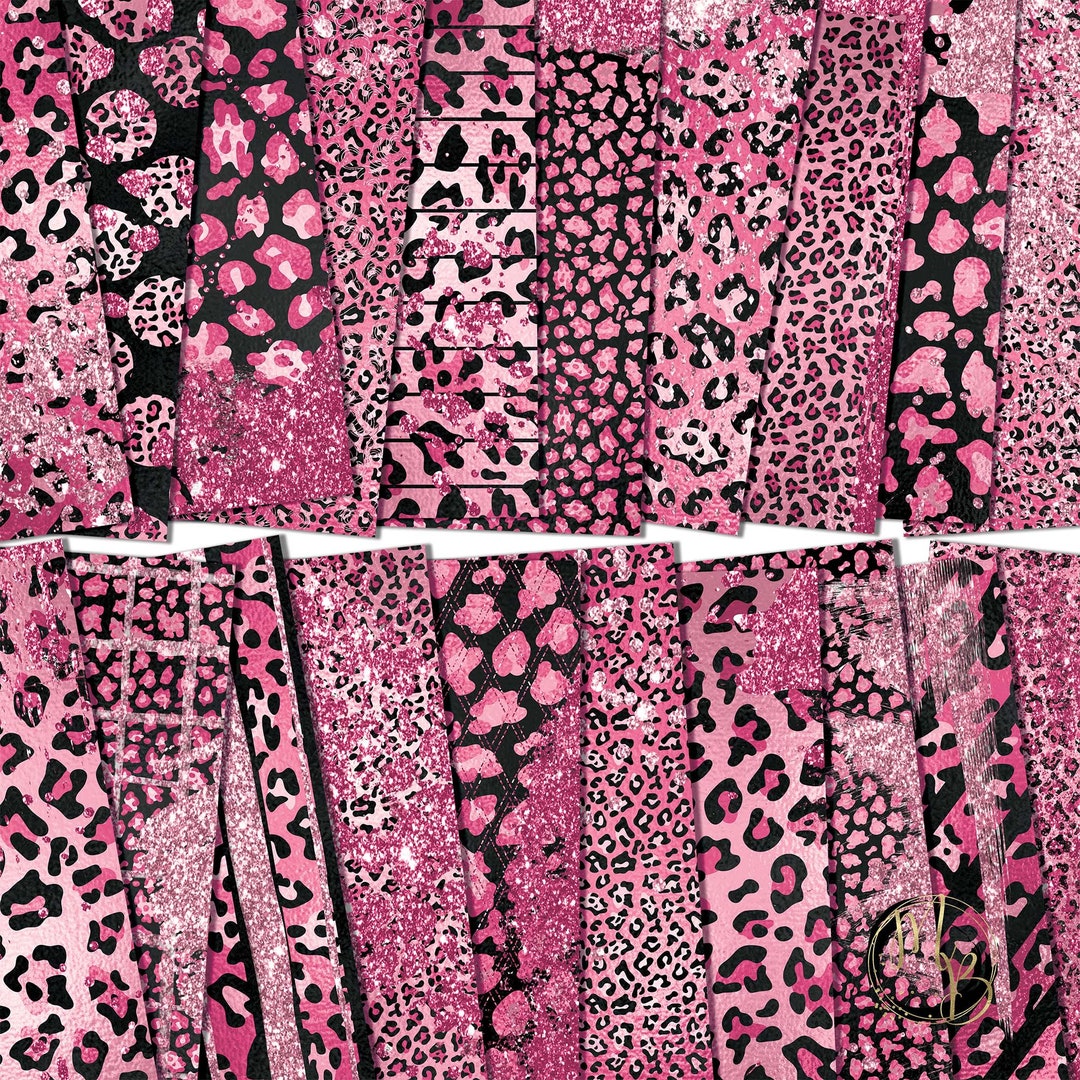 Glam Pink Leopard Print Digital Paper Download for Scrapbooking With ...