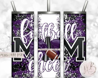 Purple Mom of Both Football and Cheer 20oz Skinny Tumbler Wrap Sublimation Design • Camouflage Mom Gift • DIY Print and Press
