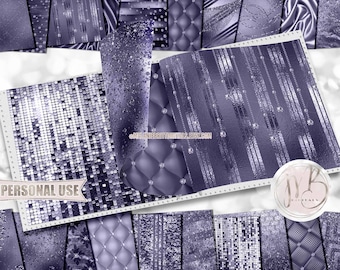 Purple Haze Luxury Scrapbook Paper Download • Luxurious Sparkling Glitter and Foil Shimmer Design • Printable Paper Crafts 20 12x12 JPG PDF
