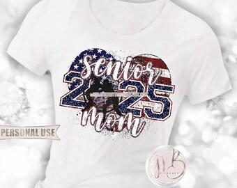 Patriotic Girl Wrestling 2025 Senior Mom Heart T-Shirt Sublimation Design • Senior Night Tee for Mom American USA Flag • DIY Print and Press