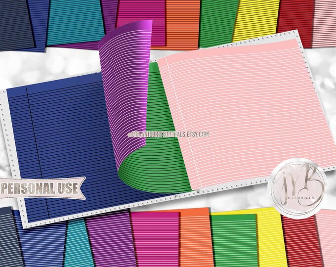 Colorful Ruled Notebook Scrapbook Paper Download • Writing Notes Back to School Work Office • Scrapbooking Printable