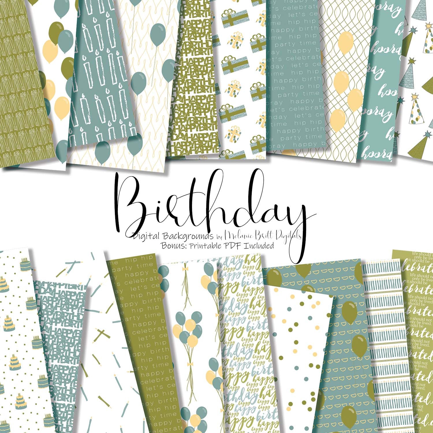 Boy birthday digital paper pack Happy Birthday Pattern | Etsy
