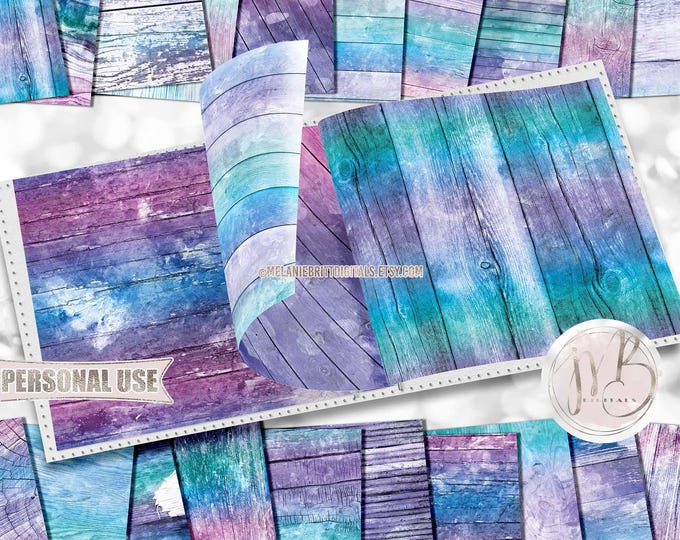 Rainbow Color Wash Wood Scrapbook Paper Download • Bright Ombre Color Palette Brushed Paint Design • Printable Paper Crafts 20 12x12 JPG PDF