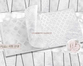 White Formal Damask Scrapbook Paper Download • Elegant Victorian Damask Shimmering Foil Design • Printable Paper Crafts 20 12x12 JPG & PDF