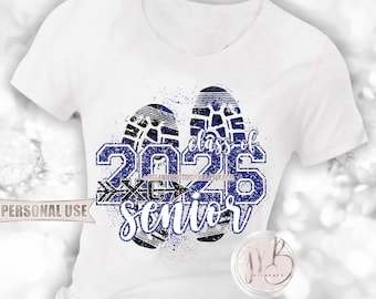 Cross Country XC Senior 2026 T-Shirt Sublimation Download • Terrain Endurance Running Royal Blue and Black Glitter • DIY Print and Press