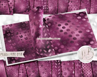 Magenta Autumn Embossed Scrapbook Paper Download • Squirrels Pumpkins Shimmering Foil Design • Printable Paper Crafts 20 12x12 JPG & PDF