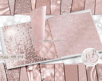 Blush Luxury Scrapbook Paper Download • Luxurious Sparkling Glitter and Foil Shimmer Design • DIY Printable Paper Crafts 20 12x12 JPG & PDF