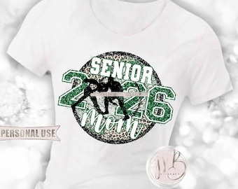 Boy Wrestling Senior 2026 Mom T-Shirt Sublimation Download • Classic Leopard Print and Green Glitter Wrestler Mom Gift • DIY Print & Press