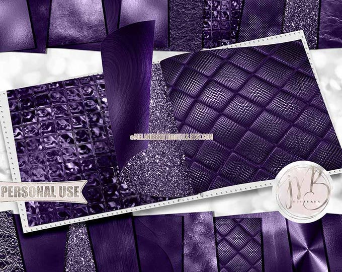 Dark Purple Opulent Scrapbook Paper Download • Unique Metallic Shimmering Foil • Scrapbooking Printable