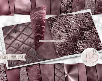 Mauve Opulent Scrapbook Paper Download • Unique Metallic Shimmering Foil Design • DIY Printable Paper Crafts 20 12x12 JPG & PDF
