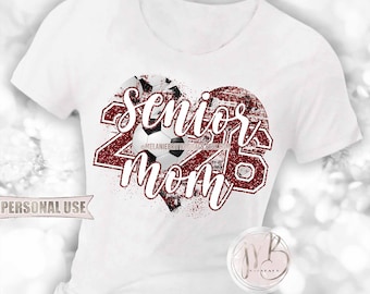 Maroon Soccer Senior 2026 Mom Heart T-Shirt Sublimation Download • DIY Print and Press