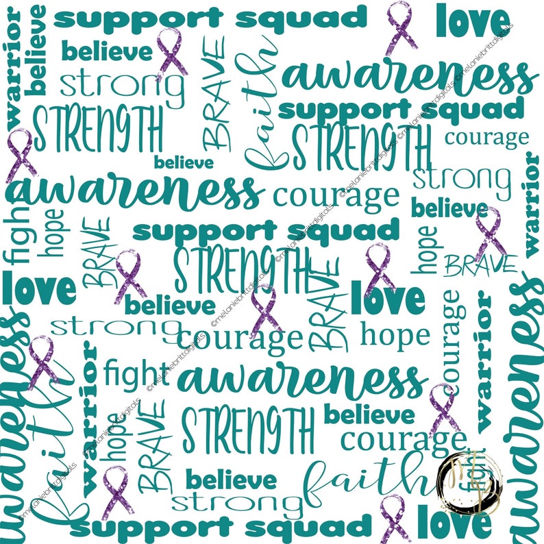 Suicide Awareness Digital Paper Download Teal and Purple | Etsy