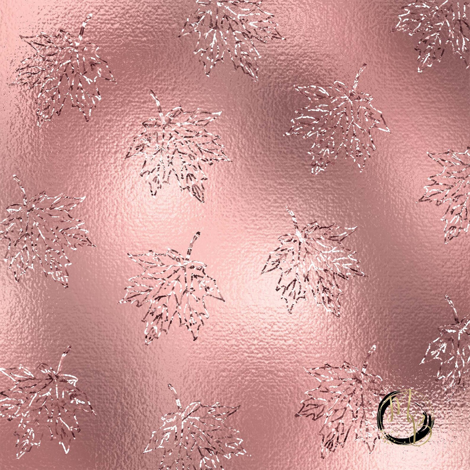 Rose Gold Foil Leaves Digital Paper Download with rose gold Etsy