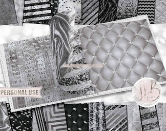 Silver Luxury Graduation Scrapbook Paper Download • Luxurious Diamond Mortarboards • Printable Paper Crafts 20 12x12 JPG & PDF
