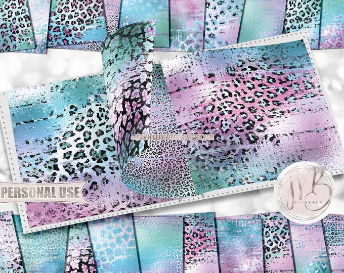 Distressed Iridescent Leopard Scrapbook Paper Download • Cute Leopard Shimmering Foil Design • Printable Paper Crafts 20 12x12 JPG & PDF