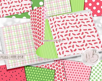 Watermelon Scrapbook Paper Download • Cute Summertime Watermelons • Scrapbooking Printable