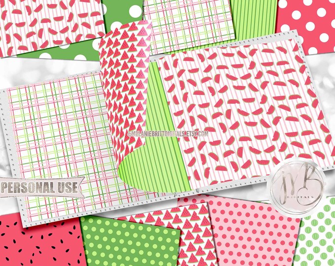 Watermelon Scrapbook Paper Download • Cute Summertime Watermelons • Scrapbooking Printable