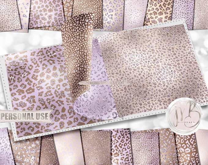 Pastel Baby Purple Nursery Leopard Print Scrapbook Paper Download • Glitter Sparkle and Foil • DIY Printable Paper Crafts 20 12x12 JPG & PDF
