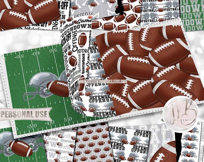 Silver Football Scrapbook Paper Download • Helmets Players Turf Field Sport Typography • Scrapbooking Printable
