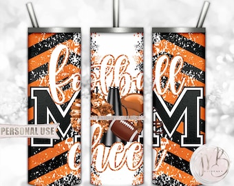 Orange Mom of Both Football and Cheer 20oz Skinny Tumbler Wrap Sublimation Design • Chevron Mom Gift • DIY Print and Press