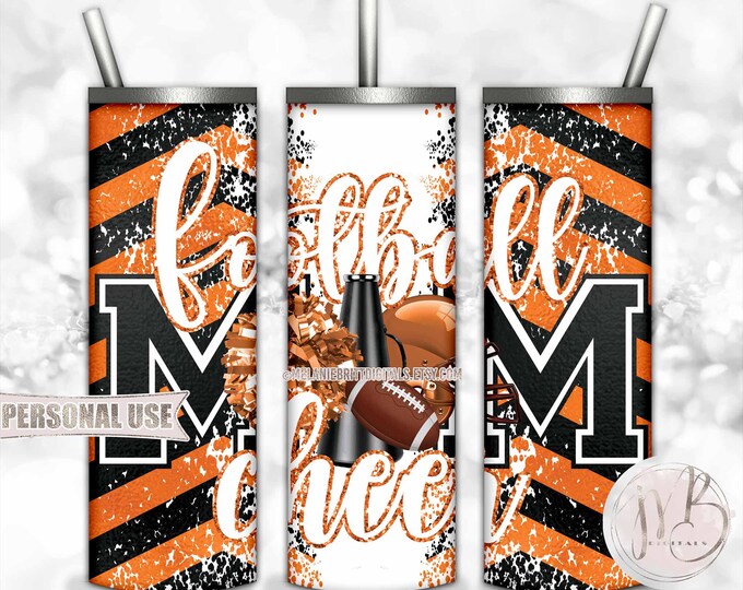 Orange Mom of Both Football and Cheer 20oz Skinny Tumbler Wrap Sublimation Design • Chevron Mom Gift • DIY Print and Press