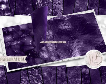 Dark Purple Crystal Scrapbook Paper Download • Realistic Rock and Stone Design • DIY Printable Paper Crafts 20 12x12 JPG & PDF