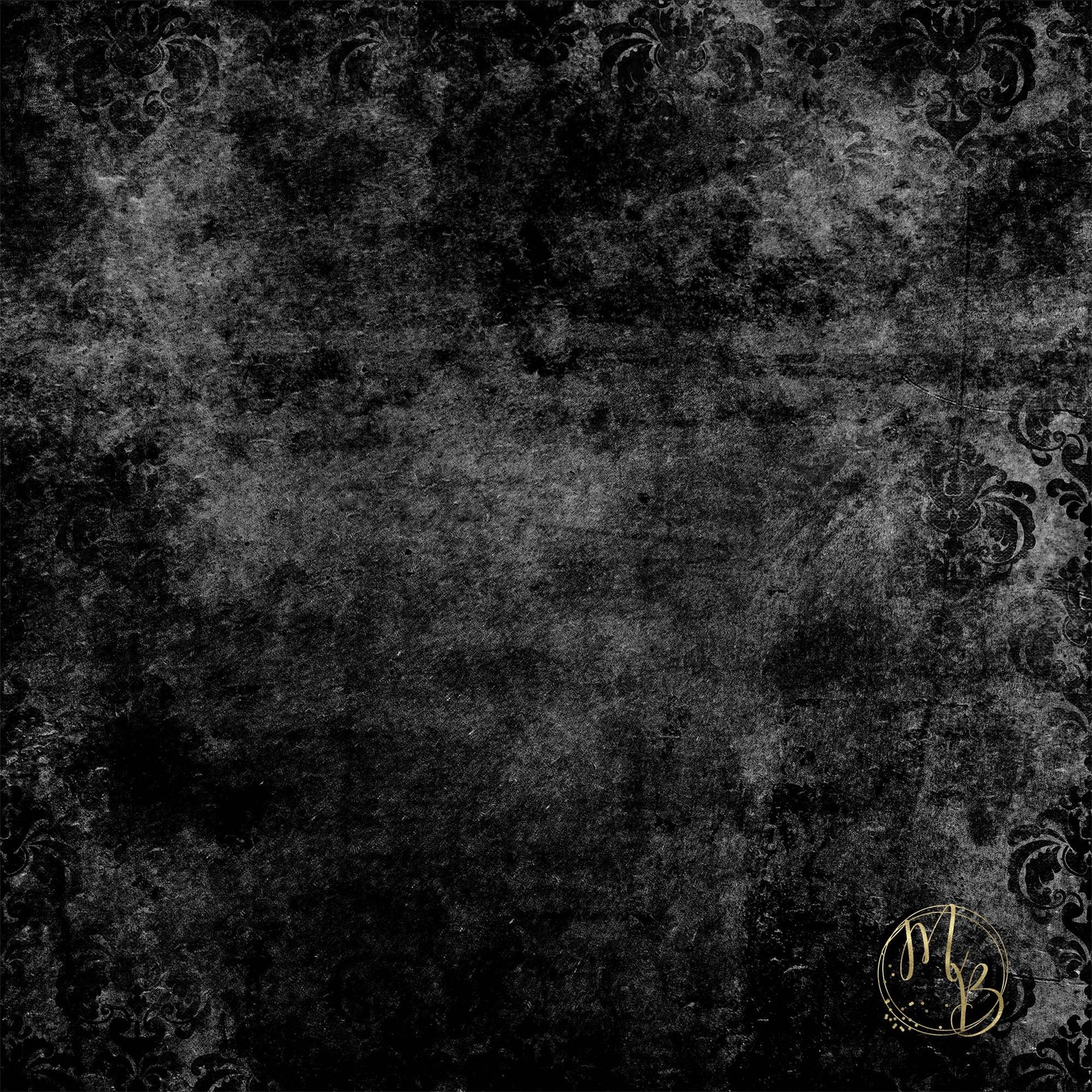 Distressed Black Damask Digital Paper Download with dark worn Etsy