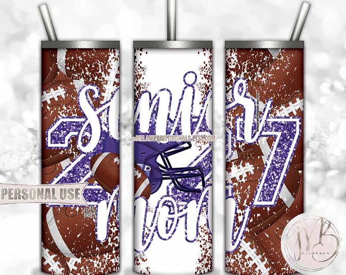 Old Purple Football Senior 2027 Mom Tumbler Wrap Download • Helmet Glitter Sports Mom Gift • Sublimation Print and Press #1