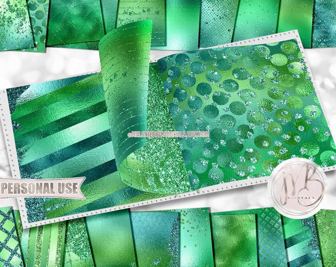 Sea Glass Tones Glam Scrapbook Paper Download • Sparkling Glitter and Shimmering Foil • Scrapbooking Printable