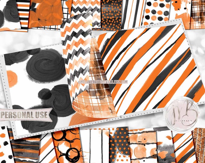 Halloween Watercolor Scrapbook Paper Download • Hand Painted Patterned Watercolor Design • Printable Paper Crafts 20 12x12 JPG & PDF