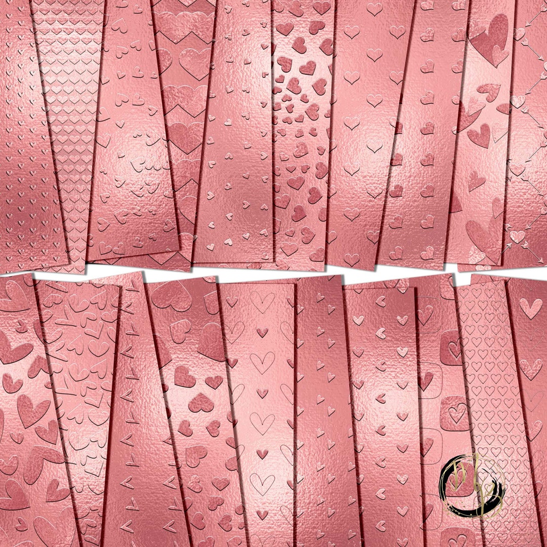 Embossed Scrapbook Paper Download Valentine Hearts Shimmering Foil 3D