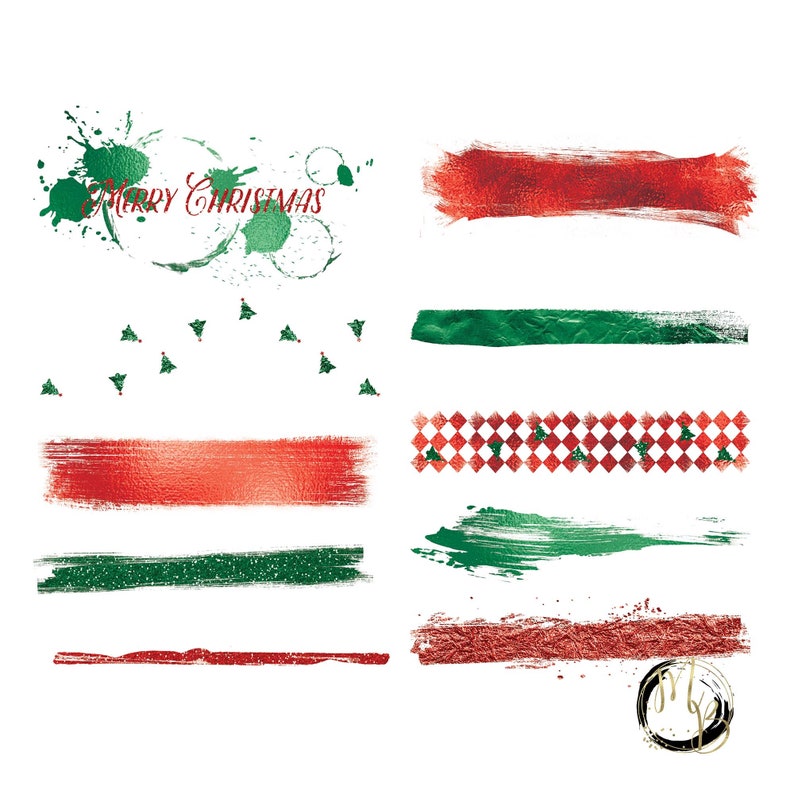 Download Christmas Brush Strokes Clipart Graphics red and green ...