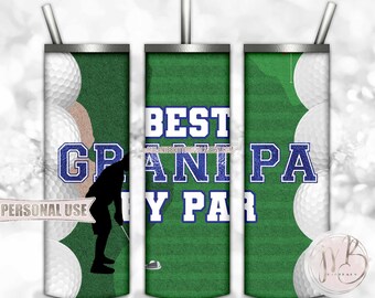 Blue Golf Grandpa 20oz Skinny Tumbler Wrap Sublimation Design Download • Golf Balls Golf Course Father’s Day Gift • DIY Print and Press