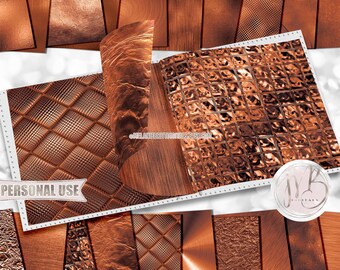 Copper Opulent Scrapbook Paper Download • Unique Metallic Shimmering Foil Design • Printable Paper Crafts 20 12x12 JPG & PDF