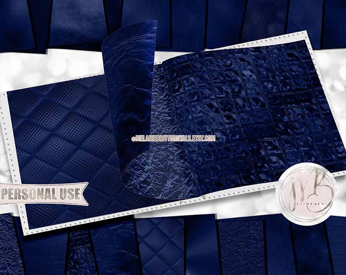Navy Blue Opulent Scrapbook Paper Download • Unique Metallic Shimmering Foil • Scrapbooking Printable