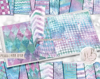 Iridescent Patterned Grunge Scrapbook Paper Design Digital Download • Distressed Vintage Design • Printable Paper Crafts 20 12x12 JPG & PDF